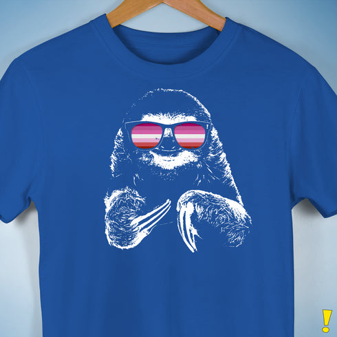 Pride Sloth Pink Lesbian Flag Sunglasses Premium Unisex T-Shirt - Royal Blue